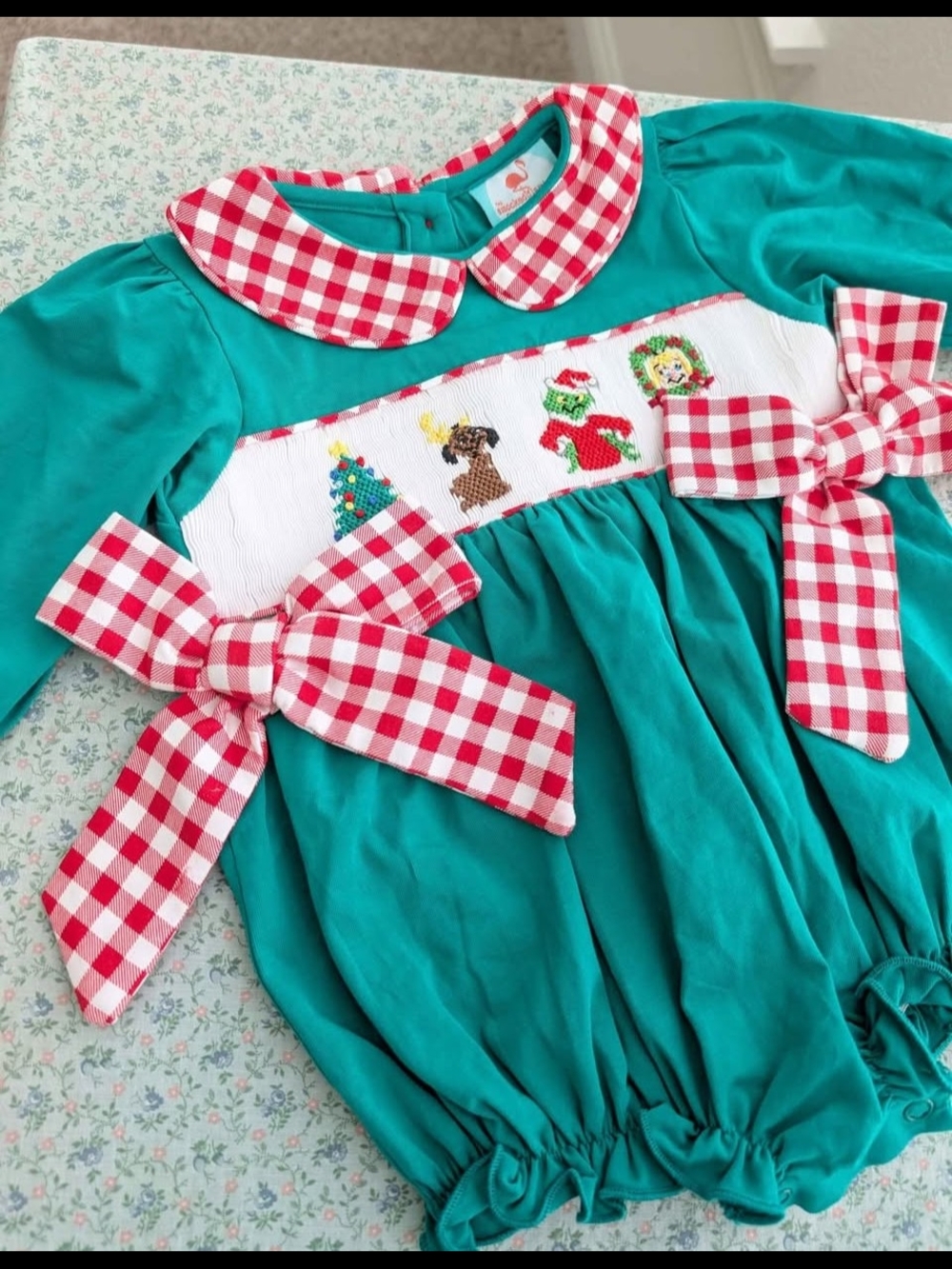 6 Mos NWOT Smocked Christmas Grinch Bubble
